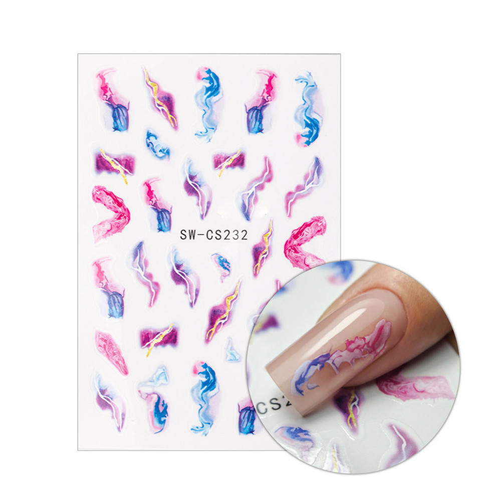Samolepky na nechty SW-CS232 – abstraktné marble nail art nálepky