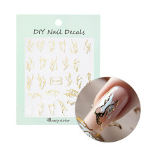 Samolepky na nechty TH-1103 – zlaté marble nail art nálepky