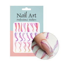 Samolepky na nechty DP-1543t – ružovo-fialové nail art nálepky so strieborným efektom