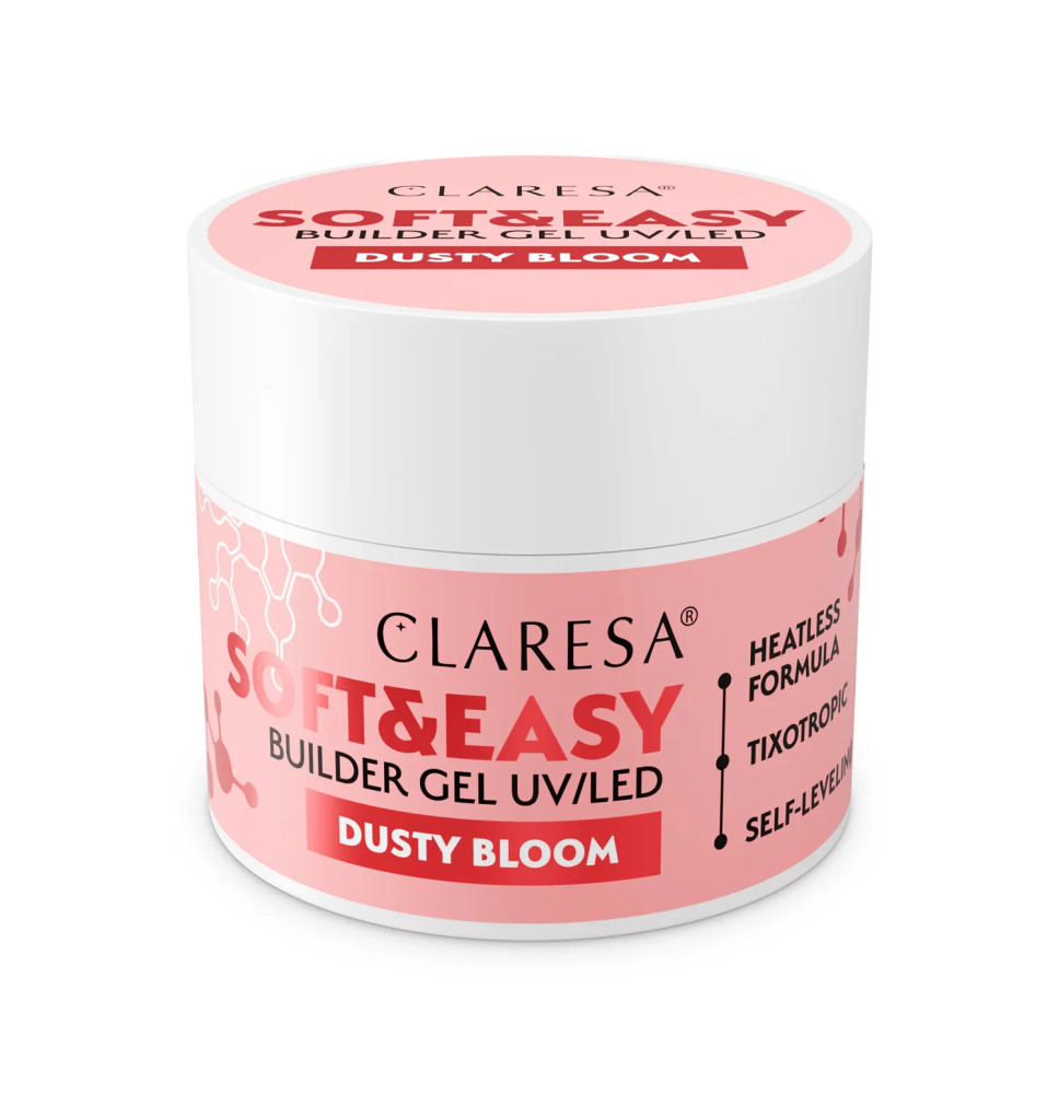 Claresa Soft&Easy Dusty Bloom 12 g – stavebný gél na nechty ružový, samonivelačný