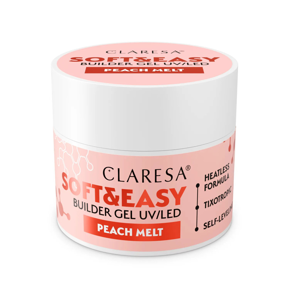 Claresa Soft&Easy Peach Melt 12 g – stavebný gél na nechty broskyňový, samonivelačný