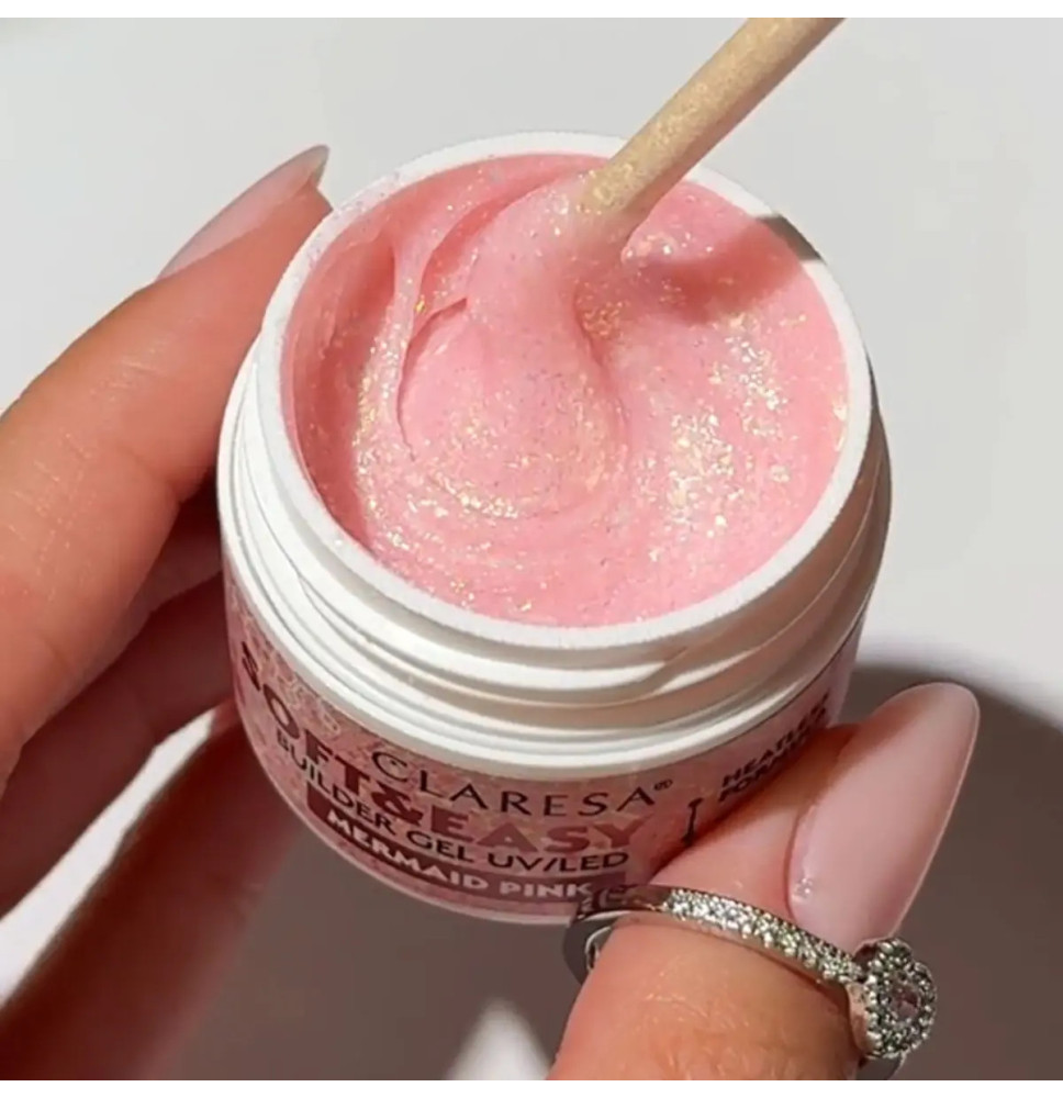 Claresa Soft&Easy Mermaid Pink 45 g – stavebný gél na nechty ružový s perleťou, samonivelačný